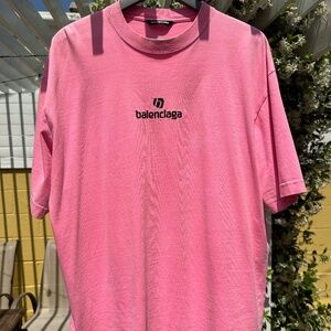 Balenciaga Pink Sponsor Logo Tee